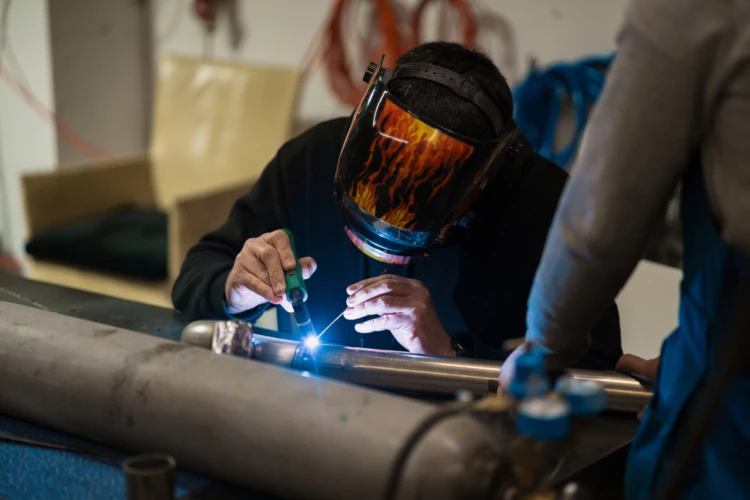 Flame cutting steel beams